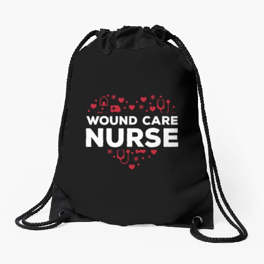 Great Wound Care Nurse Heart Outfit RN Nursing Drawstring Bags