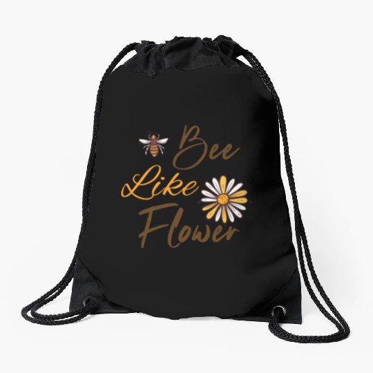 Bee like a flower Honey bee Drawstring Bags
