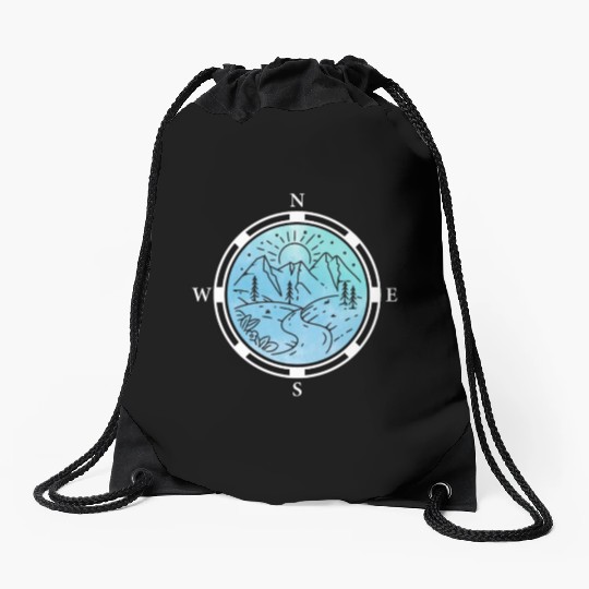Hiker Mountains Compass climbing Mountaineering Drawstring Bags