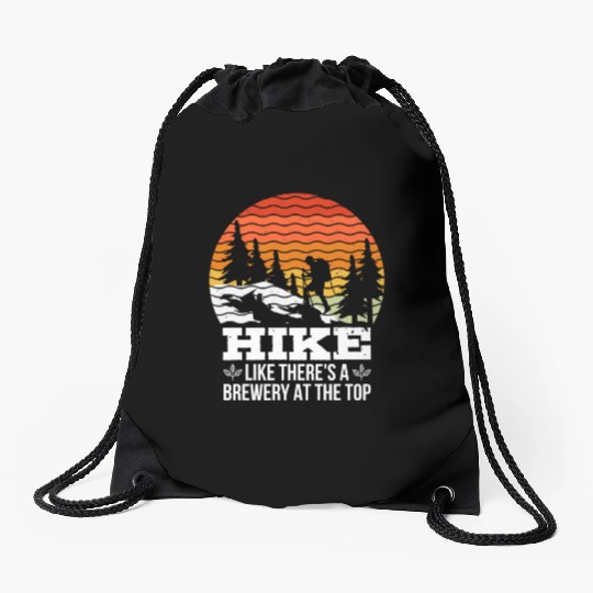 Hiker funny Beer lover Hiking Mountaineering Drawstring Bags