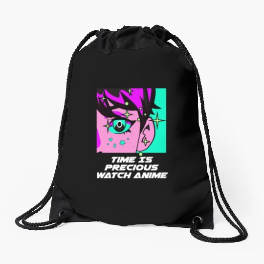 Time Is Precious Watch Anime Kawaii Japanese Cute Drawstring Bags