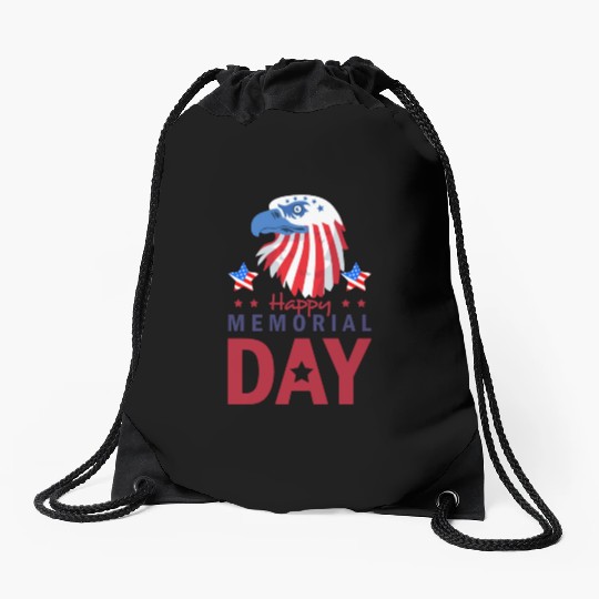 Happy Memorial Day Veterans Brave US Eagle Stars Drawstring Bags