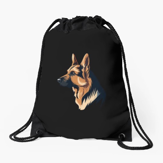 GERMAN SHEPHERD ART PETS PUPPY DOG ANIMALS DRAWING Drawstring Bags