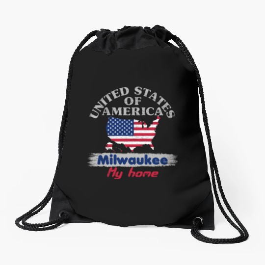 United States of America - Milwaukee my home - USA Drawstring Bags