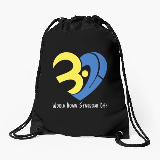 Love World Down Syndrome Awareness Day Love 3 Drawstring Bags