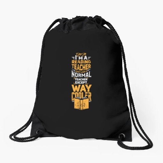 Cool Reading Teacher Drawstring Bags