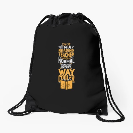 Cool Reading Teacher Drawstring Bags
