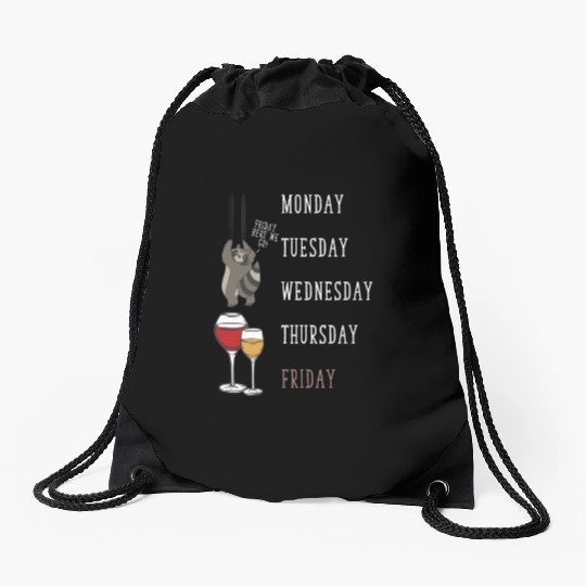 Raccoon Wine Lover Funny Weekend Party Drawstring Bags