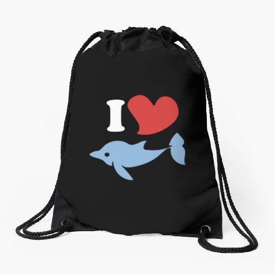 I love dolphins 1 Drawstring Bags