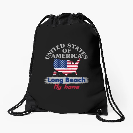 United States of America - Long Beach my home - us Drawstring Bags