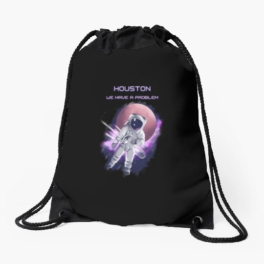 Houston we have a problem Drawstring Bags