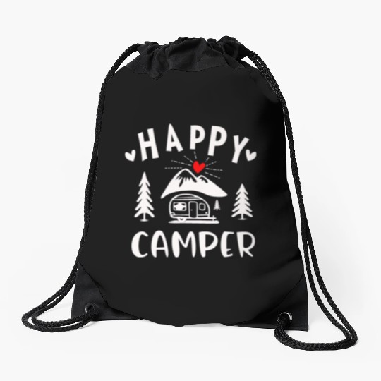 Happy Camper, Camping Drawstring Bags For Women Men Kids
