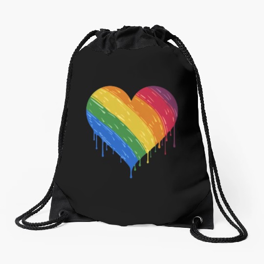LGBTQ+ Love: Rainbow Heart for Lesbian, Gay, Drawstring Bags