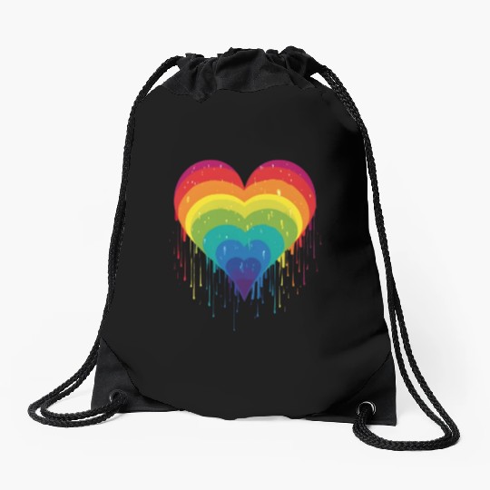 Queer & Loving It: LGBT Rainbow Heart, Supporting Drawstring Bags