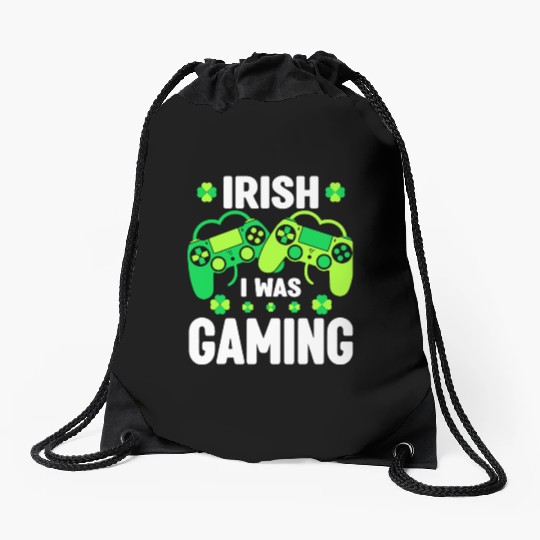 Irish I Was Gaming Video Game Irish Flag St Patric Drawstring Bags