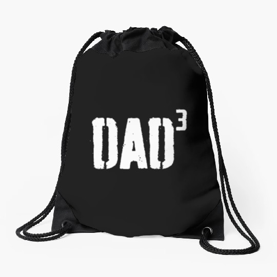 Mens Dad Cubed - Dad of Three Father's Day Drawstring Bags