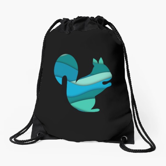 Teal Squirrel Drawstring Bags