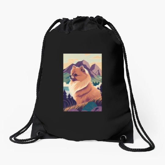 Pomeranian Nature Drawstring Bags