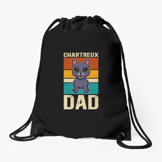 Chartreux Dad Cat Owner Drawstring Bags