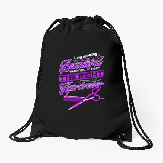 Hairdresser People Beautiful Barber Hairstylist Drawstring Bags