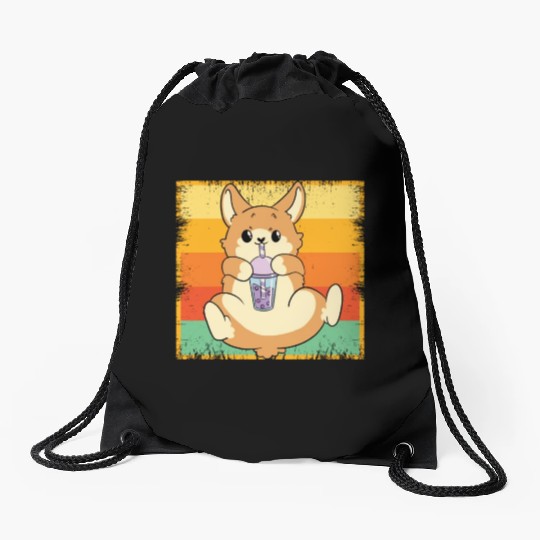 Bubble Tea Lover Boba Tea Drinker Dog Owner Drawstring Bags