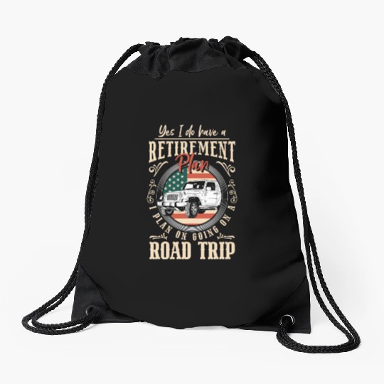 Road Trip Camping Summer Mountains Drawstring Bags