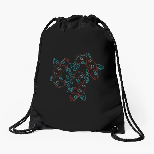 Neon Koi Fish Drawstring Bags