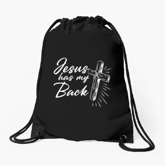 Jesus Has My Back 2 Drawstring Bags