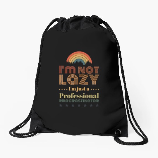 I m Not Lazy Retro Lazy Sunday Morning Drawstring Bags