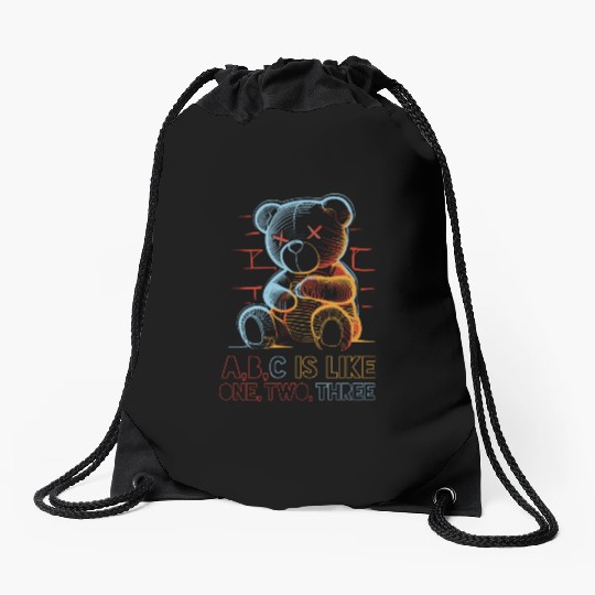 Neon Teddy Bear Drawstring Bags