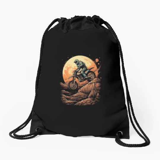 Dirt Bike Moon Motocross Motorcycle Riding Biker Drawstring Bags