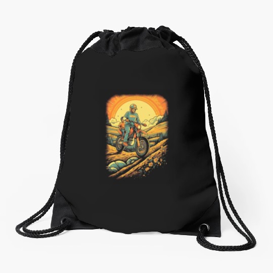 Dirt Bike Father Dad Son Motorcycle Riding Drawstring Bags