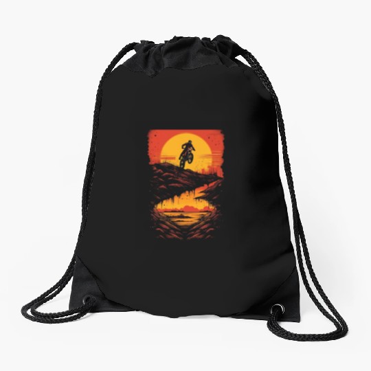 Dirt Bike Jumping Dirt Mound Motorcycle Biker Drawstring Bags