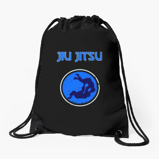 Jiu Jitsu Jiu Jitsu Bjj Mma Blue Dot Drawstring Bags