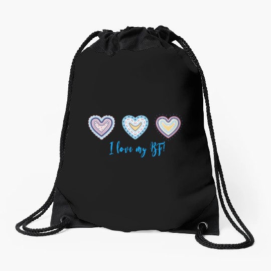 I Love My Bf Modern Boho Style Drawstring Bags