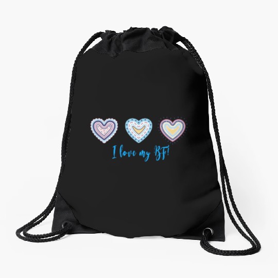 I Love My Bf Modern Boho Style Drawstring Bags