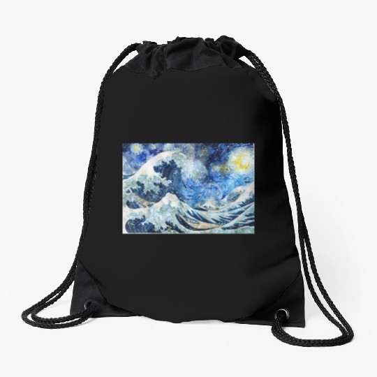 Great Wave During a Starry Night Click on Artist Drawstring Bags