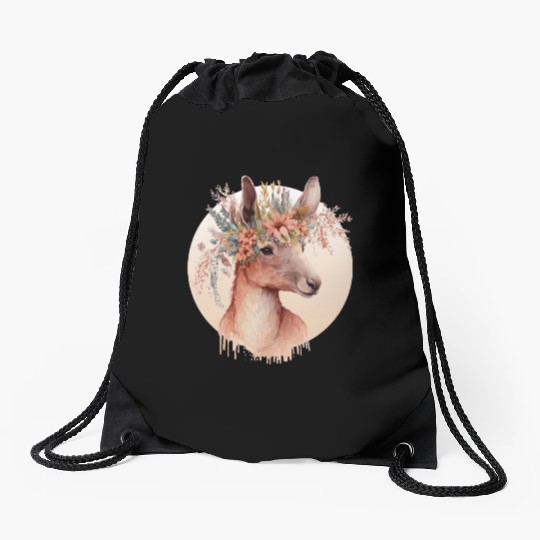 Cute Australian Kangaroo Flower Crown Animal Lover Drawstring Bags