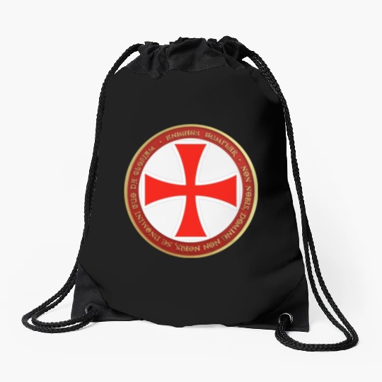 Knights templar cross shield Drawstring Bags