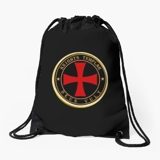 Knights Templar Deus Vult Drawstring Bags