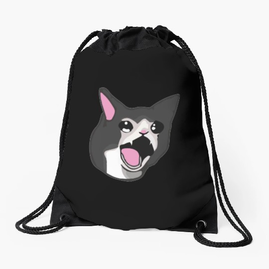 Yamero Crying Screaming Cat Meme Cute Japanese Drawstring Bags