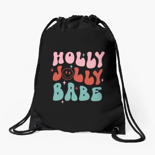 Holly Jolly Babe Drawstring Bags