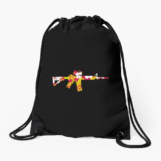 Tropical Gun Lover Firearm Beach Hawaiian Drawstring Bags