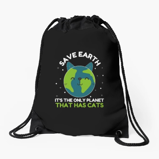 World Earth Day Anniversary Cat Lover Drawstring Bags