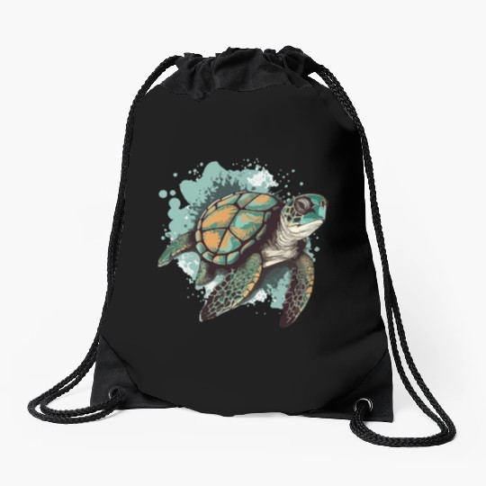 The sea turtle Drawstring Bags