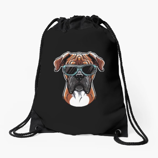 BOXER DOG WEARING SUNGLASSES PETS Drawstring Bags