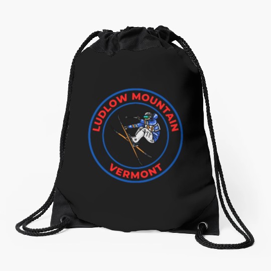 Retro Cool Skiing Ludlow Mountain Vermont Souvenir Drawstring Bags