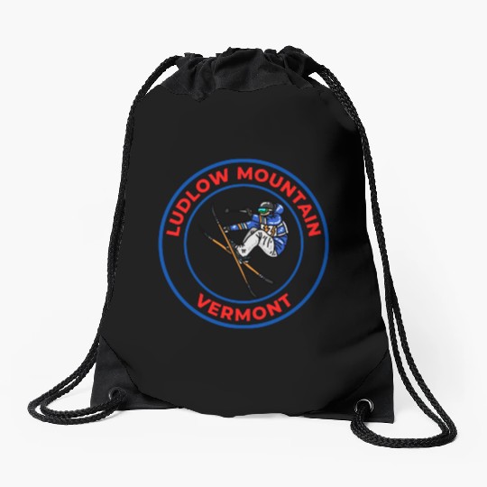 Retro Cool Skiing Ludlow Mountain Vermont Souvenir Drawstring Bags