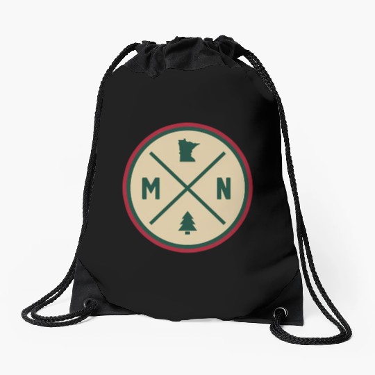 Minnesota Mn Circle Patch Red And Green Drawstring Bags