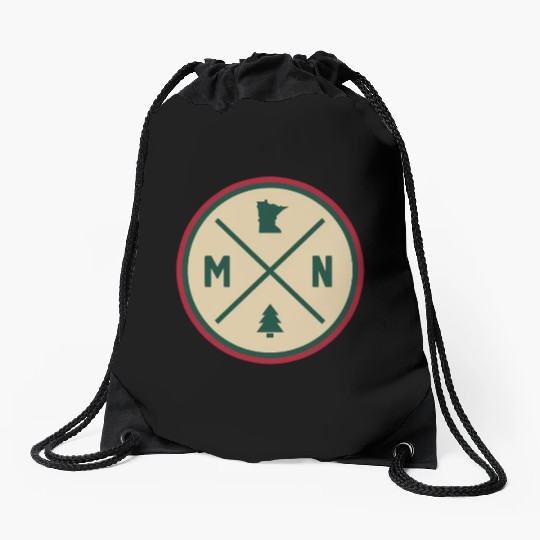 Minnesota Mn Circle Patch Red And Green Drawstring Bags